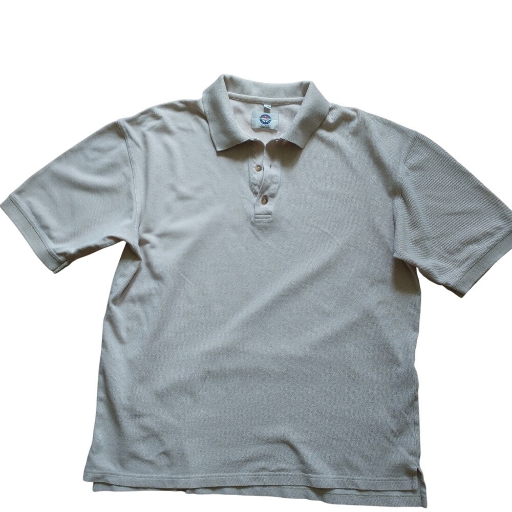 90's vintage Vuarnet France Mens Pique Polo Shirt Beige Tan Size L - Picture 1 of 7